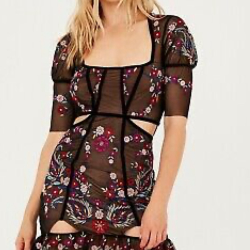 For Love and Lemons Floral Embroidered Mini Dress